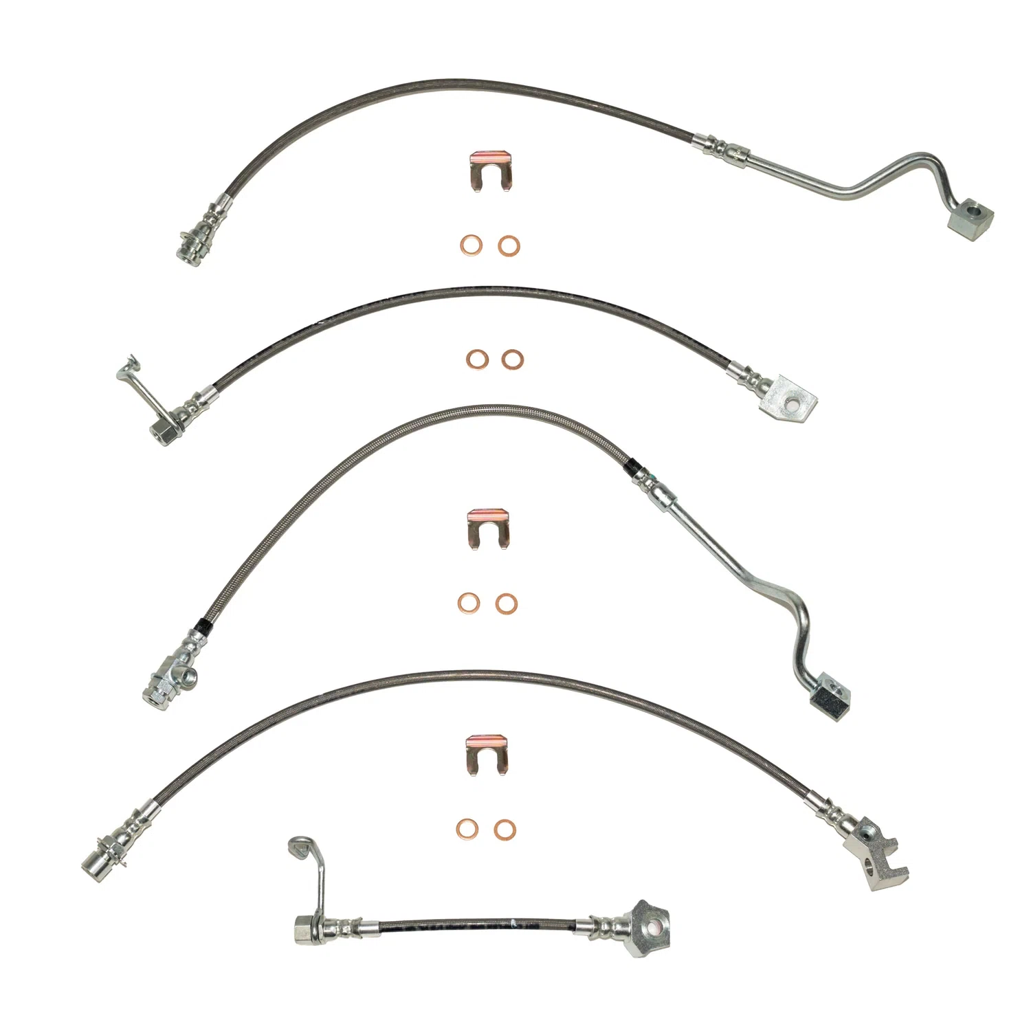 1999-01 Ford F-250 SD Brake Hose Kit 4WD RWABS Staggered Rear Calipers -HSK0019SS